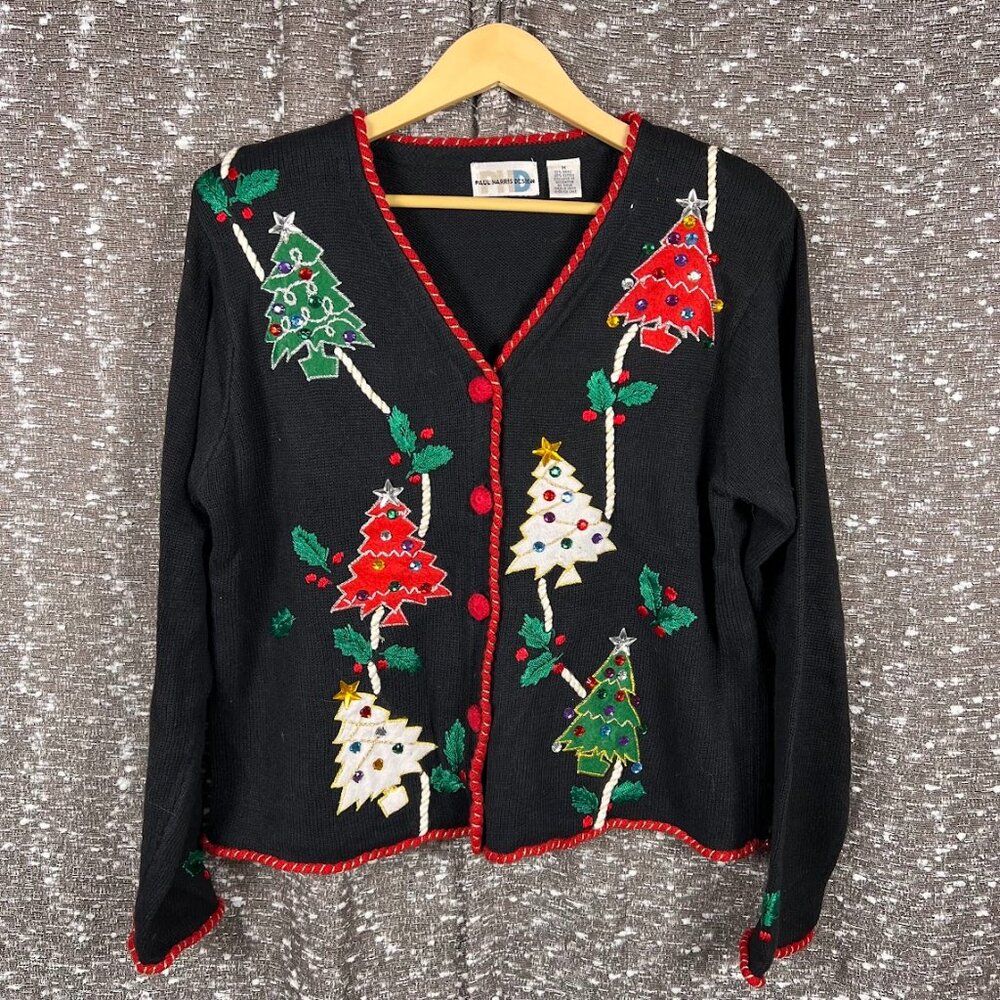 Ugly Christmas Sweater Black Cardigan Sweater